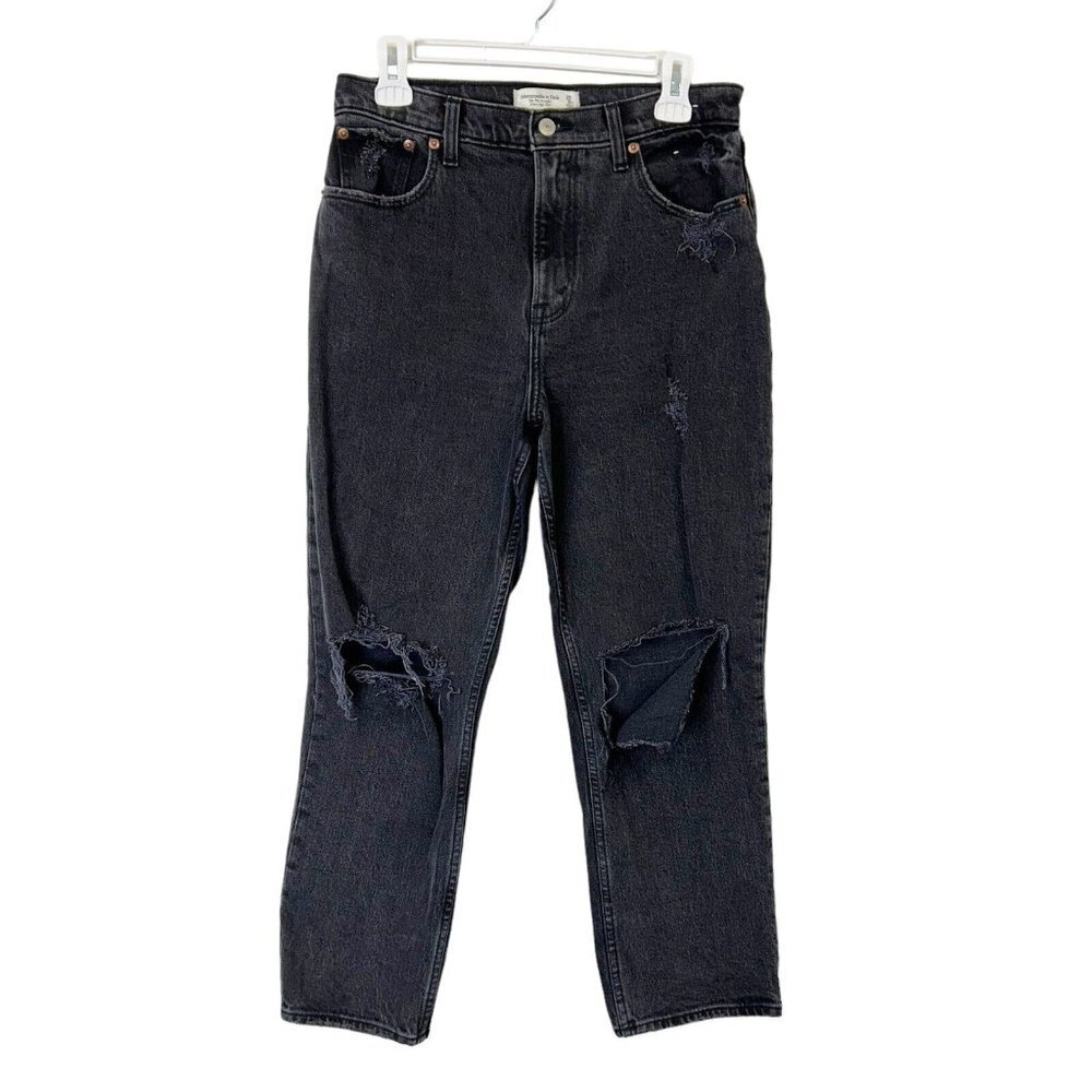 Abercrombie Fitch 90s Straight Ultra High Rise Jeans‎ Womens Size 29 Short Black